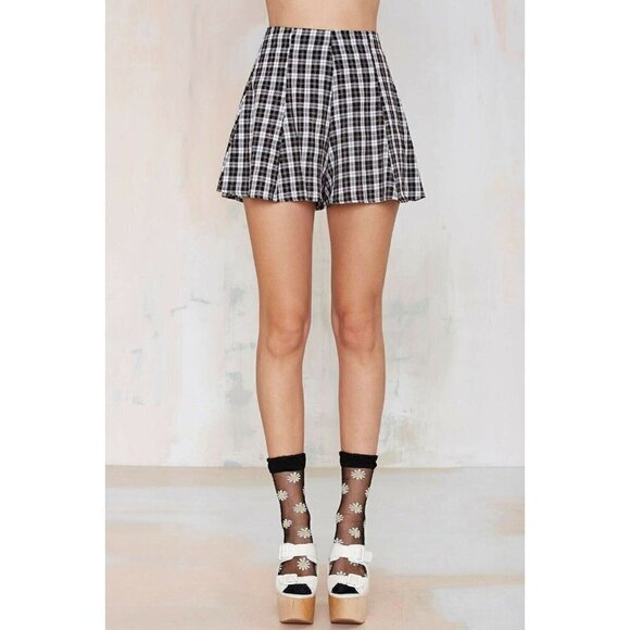 After Party Vintage Womens Black Plaids Flutter High Waisted Shorts Size S - Picture 5 of 12